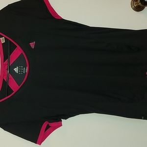Black and Pink Adidas Size L Tee
